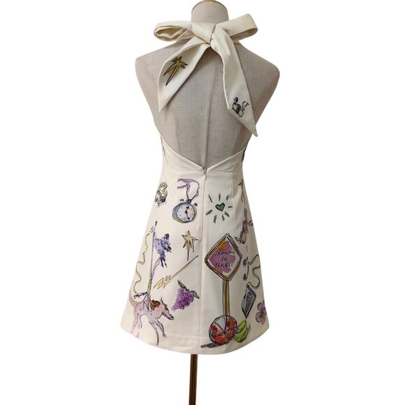 Alemais + Anouk Colantoni Court organic cotton-twill halterneck mini dress US 8 - Picture 10 of 12